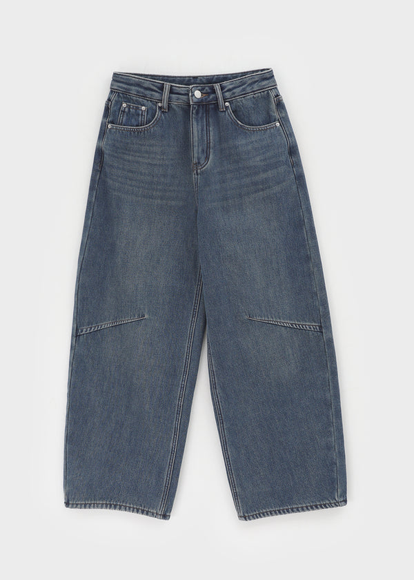 Kerudi Raised Ribbed Wide Denim Pants