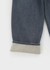 Kerudi Raised Ribbed Wide Denim Pants