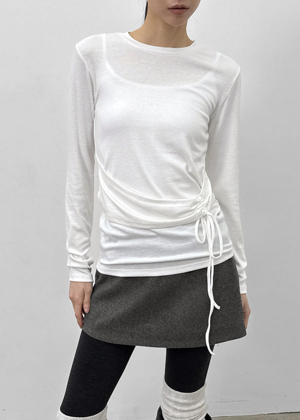 Rayan Shirring Wrap Long-sleeved T-shirt