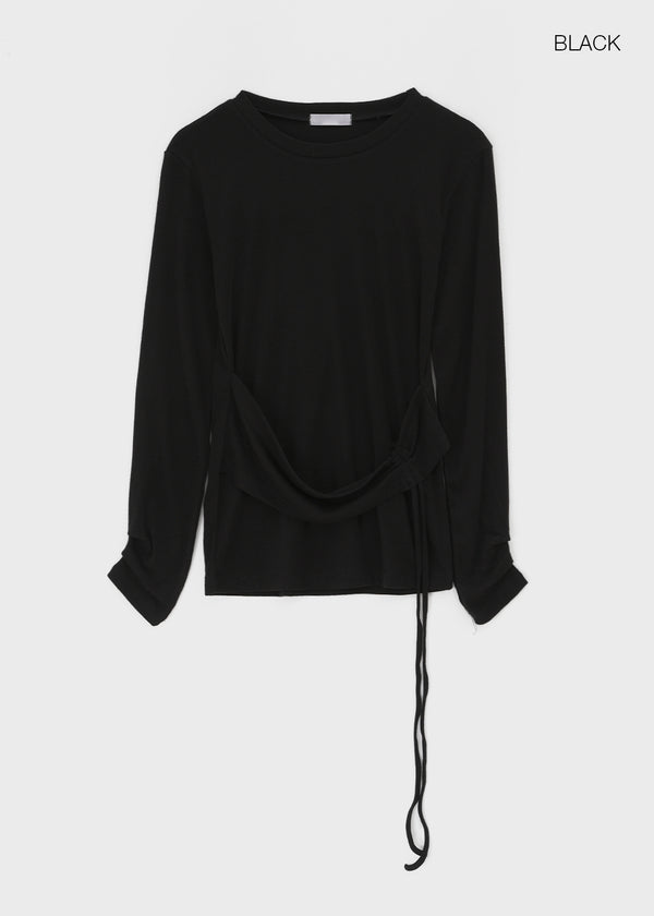 Rayan Shirring Wrap Long-sleeved T-shirt