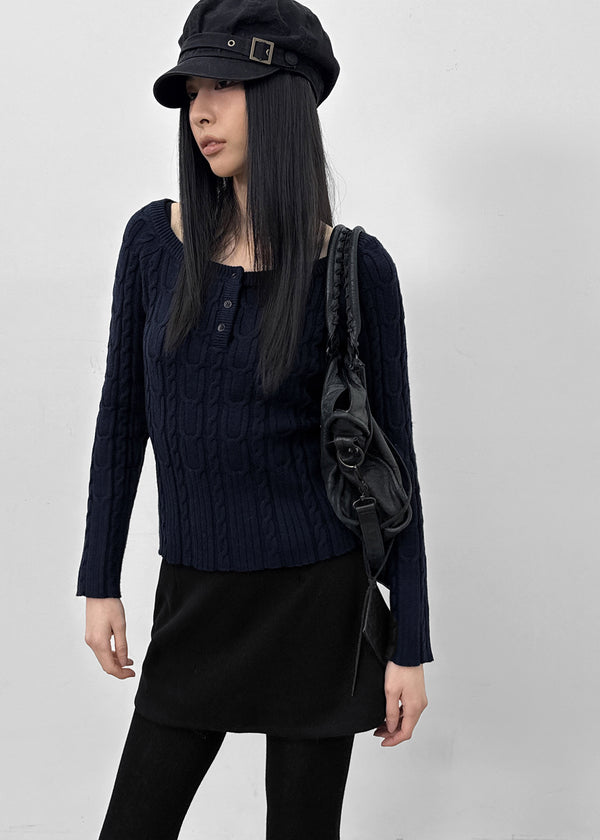 Rivenn Cable Henley Neck Knit