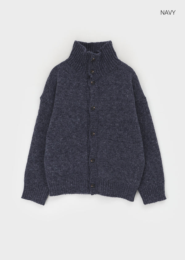 (UNISEX) Catelen High Neck Button Knit Cardigan