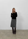 Hocon Strap Lace Wool Knit Midi Skirt