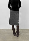 Hocon Strap Lace Wool Knit Midi Skirt