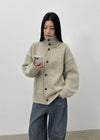 (UNISEX) Catelen High Neck Button Knit Cardigan