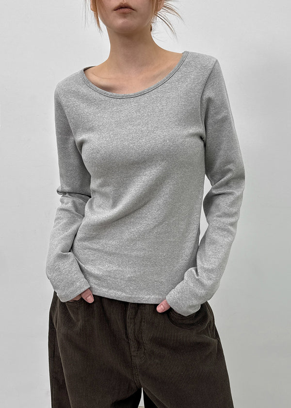 Weig Heavy Napping U-neck Long-sleeved T-shirt