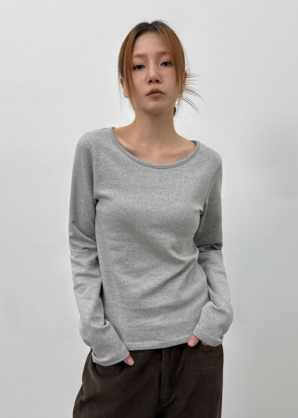 Weig Heavy Napping U-neck Long-sleeved T-shirt