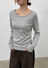 Weig Heavy Napping U-neck Long-sleeved T-shirt