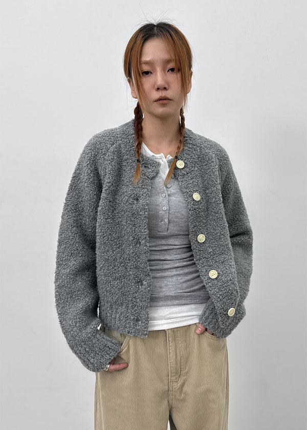 Ronso Boucle Soft Wool Knit Cardigan
