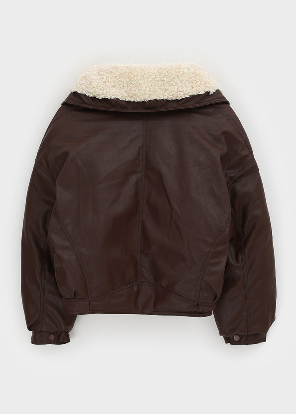 Menen High-neck Bookle Cropped Leather Padded Jumper