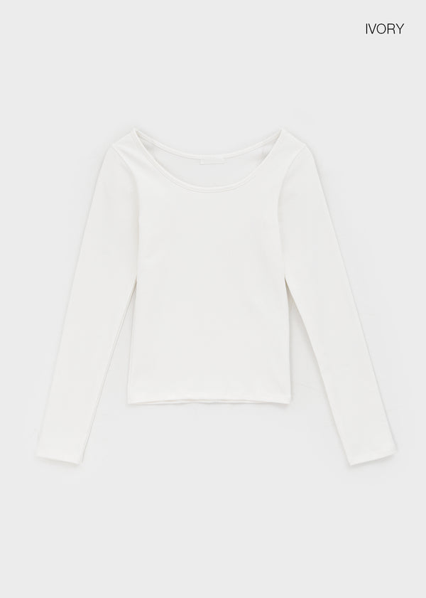 Weig Heavy Napping U-neck Long-sleeved T-shirt