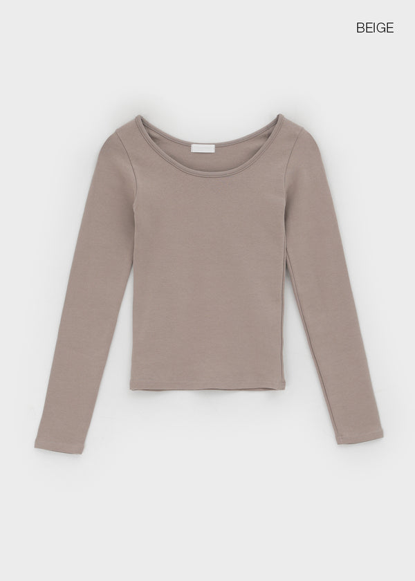 Weig Heavy Napping U-neck Long-sleeved T-shirt