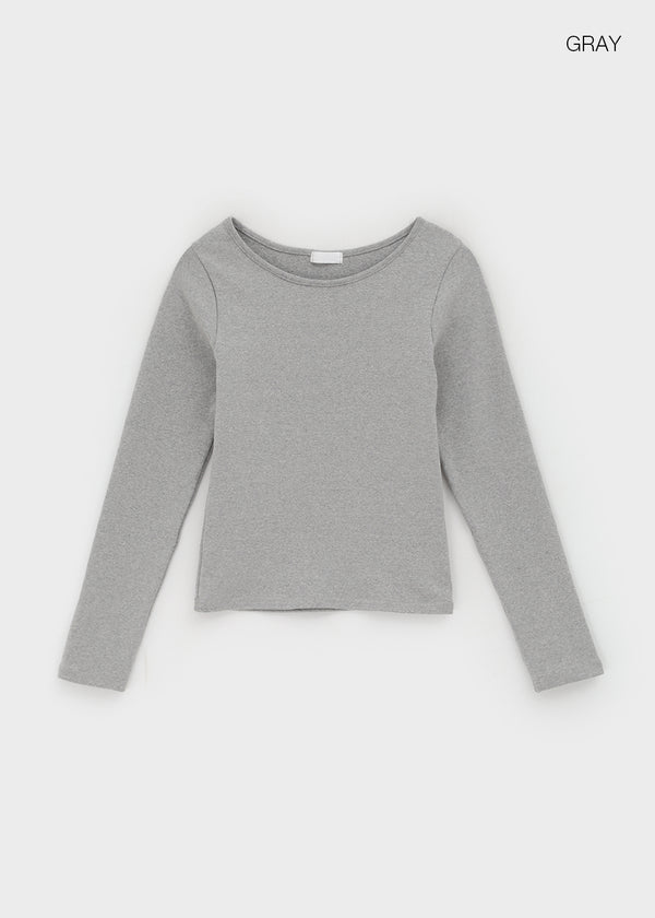 Weig Heavy Napping U-neck Long-sleeved T-shirt