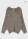 (UNISEX) Gelton Henley Neck Alpaca Knit Hoodie