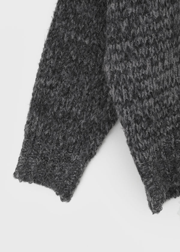 (UNISEX) Gelton Henley Neck Alpaca Knit Hoodie