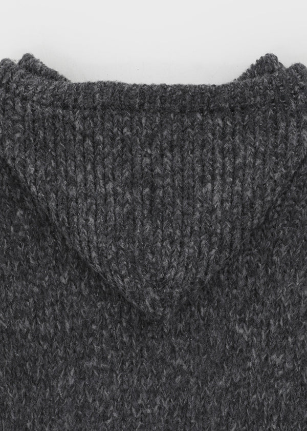 (UNISEX) Gelton Henley Neck Alpaca Knit Hoodie