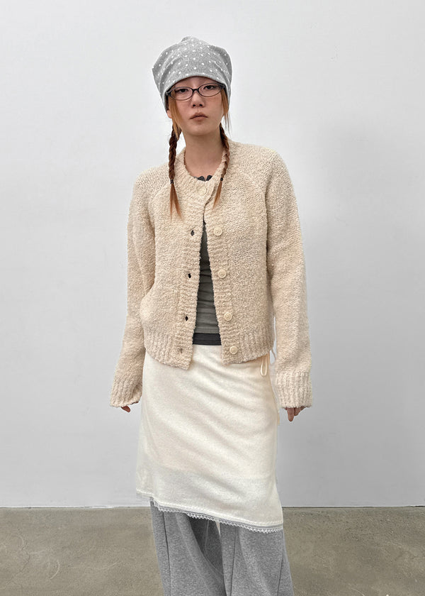 Ronso Boucle Soft Wool Knit Cardigan