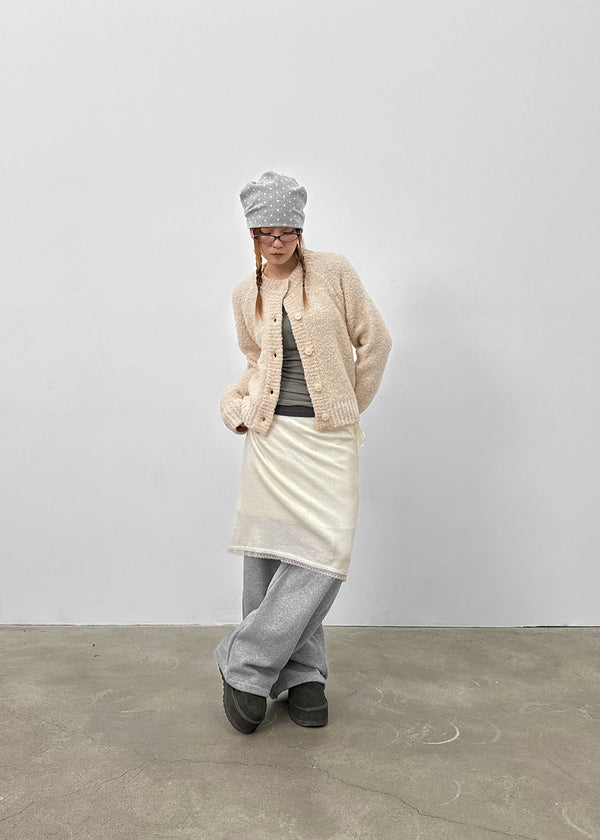 Ronso Boucle Soft Wool Knit Cardigan