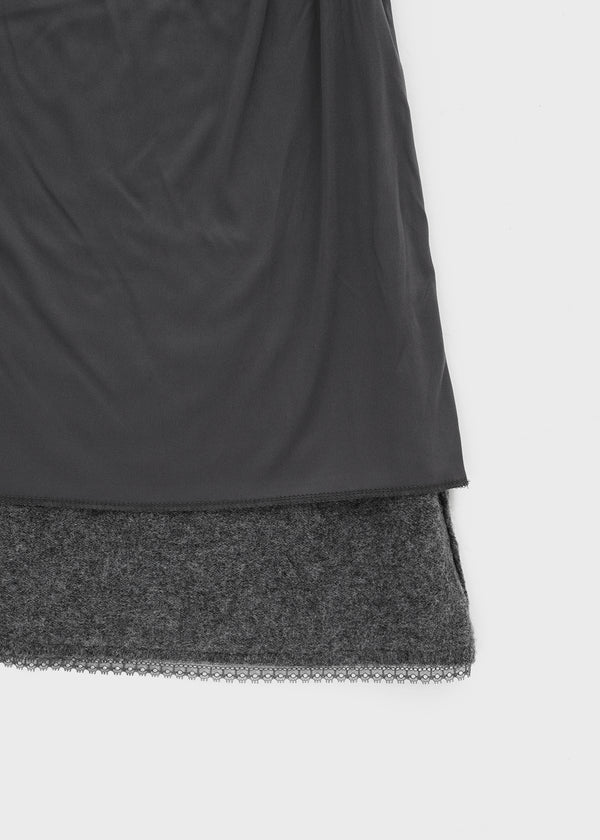 Hocon Strap Lace Wool Knit Midi Skirt