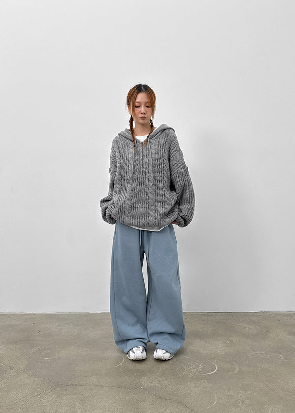 (UNISEX) Solpin Half-zip Cable Knit Hoodie