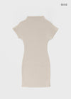 Pogeung High-neck Cap-sleeve Fleece Slim Mini Dress