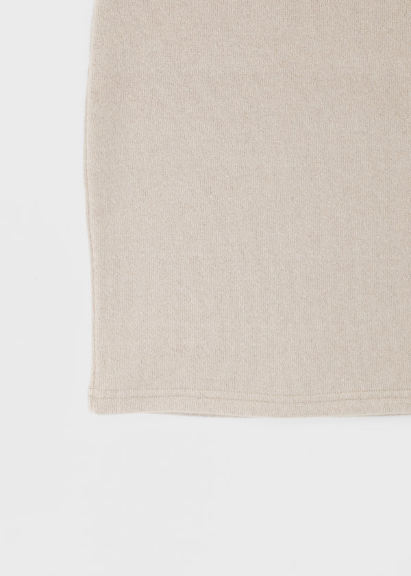 Pogeung High-neck Cap-sleeve Fleece Slim Mini Dress