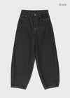 Long Bell Back Pocket Stitch Raw Fabric Wide Denim Pants