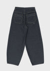 Long Bell Back Pocket Stitch Raw Fabric Wide Denim Pants
