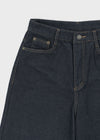 Long Bell Back Pocket Stitch Raw Fabric Wide Denim Pants