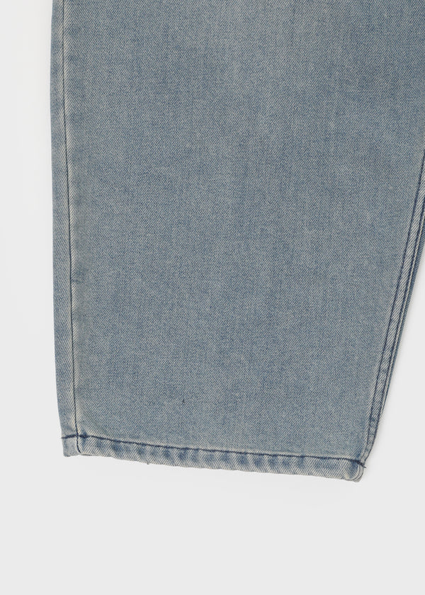 (UNISEX) Kubel Back Pocket Washed Fleece Wide Denim Pants