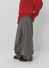 (UNISEX) Owl Back Band Wide Balloon Fit Slacks (70% Wool)