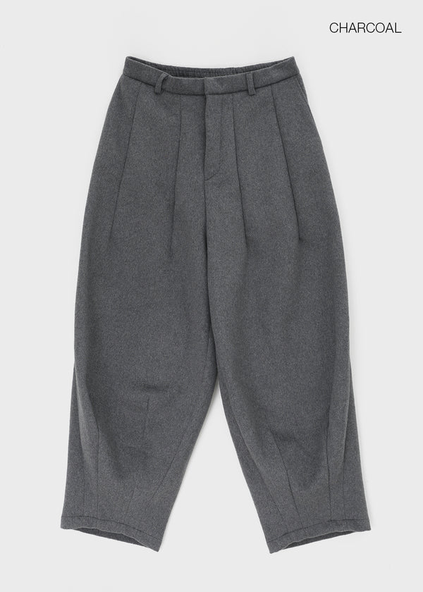 (UNISEX) Owl Back Band Wide Balloon Fit Slacks (70% Wool)