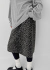 Compton Back-banded Leopard Wool Midi Skirt