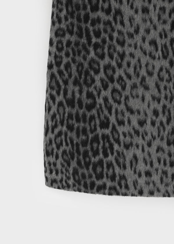 Compton Back-banded Leopard Wool Midi Skirt