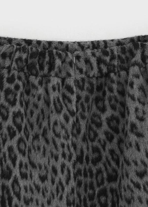 Compton Back-banded Leopard Wool Midi Skirt