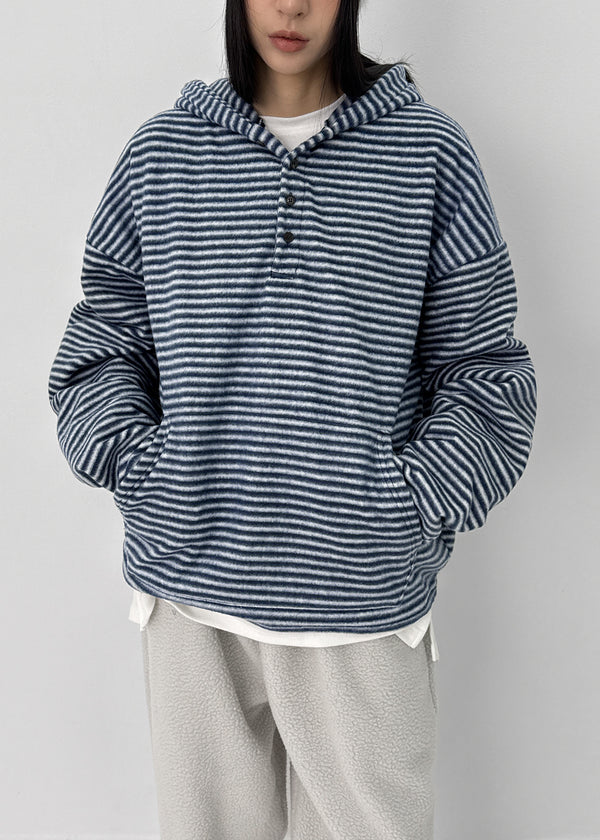 (UNISEX) Hackin Stripe Fleece Warmer Hoodie