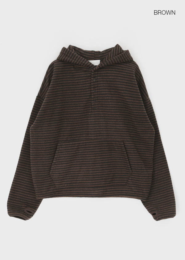 (UNISEX) Hackin Stripe Fleece Warmer Hoodie