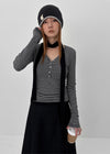 Deltoy Color Block Patch Wool Knit Beanie
