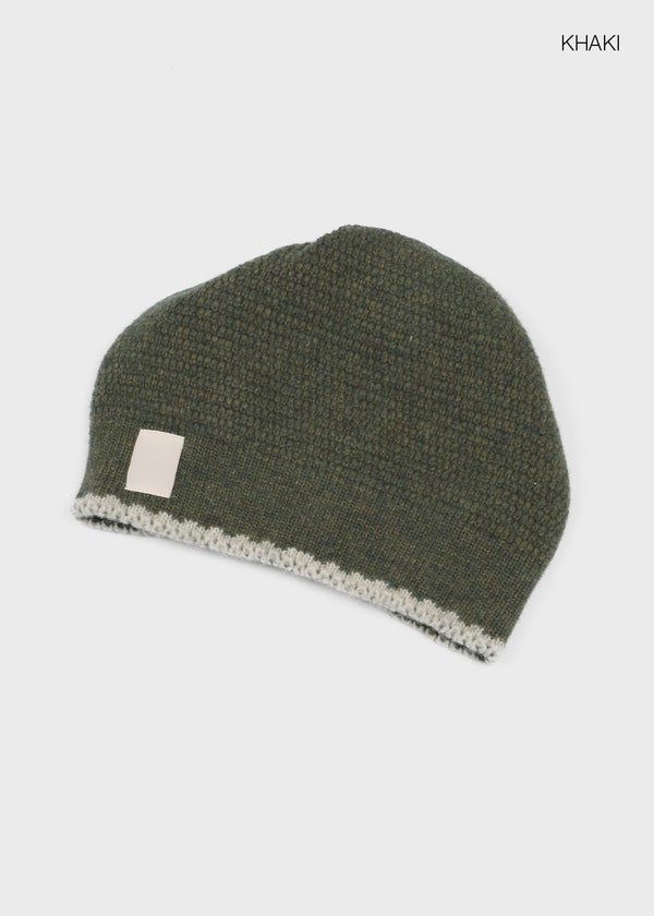Deltoy Color Block Patch Wool Knit Beanie