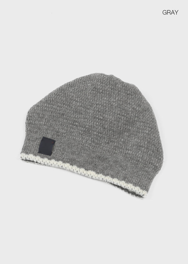Deltoy Color Block Patch Wool Knit Beanie