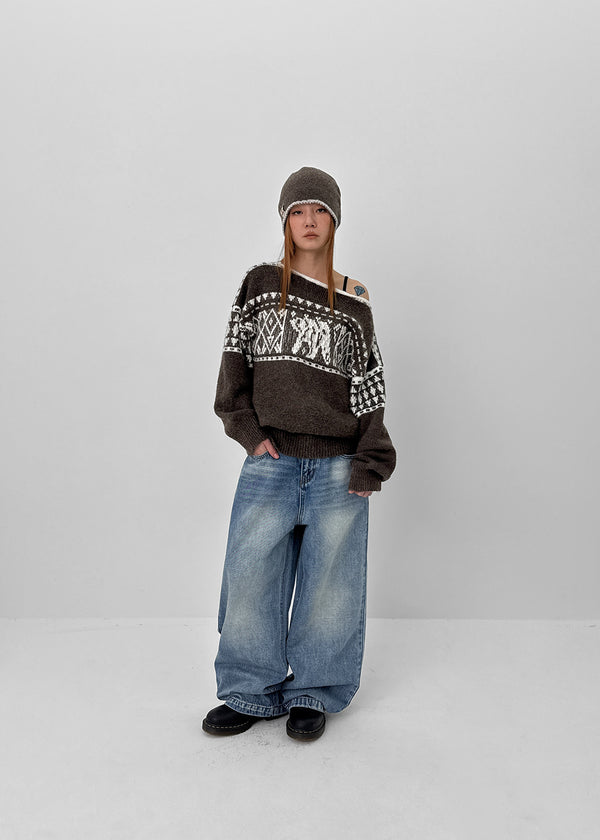 Hemlet Back-Pocket Wide Denim Pants