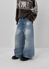 Hemlet Back-Pocket Wide Denim Pants
