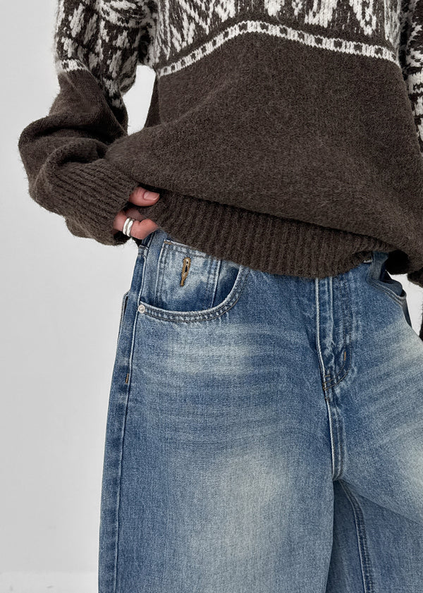 Hemlet Back-Pocket Wide Denim Pants