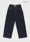 Hemlet Back-Pocket Wide Denim Pants