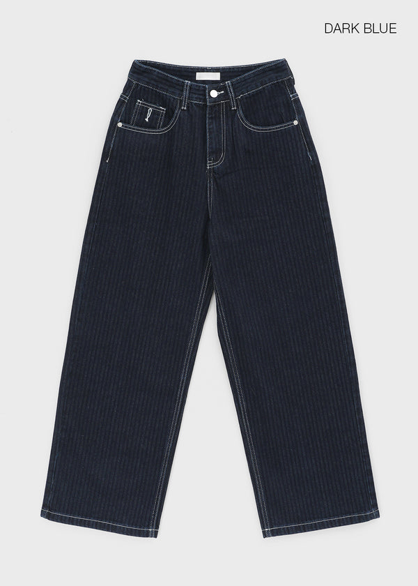 Hemlet Back-Pocket Wide Denim Pants
