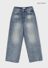Hemlet Back-Pocket Wide Denim Pants