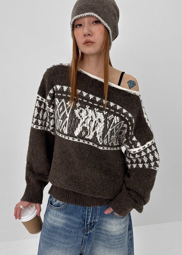 Kracha Nordic Boat-Neck Wool Knit