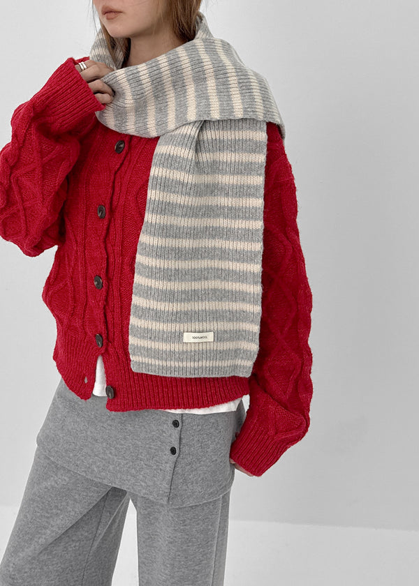 Trune Stripe Knit muffler (100% wool)