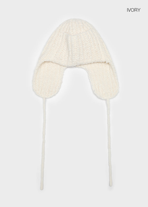 Cooltin Knit Ribbed Earflap Beanie (30% Alpaca)