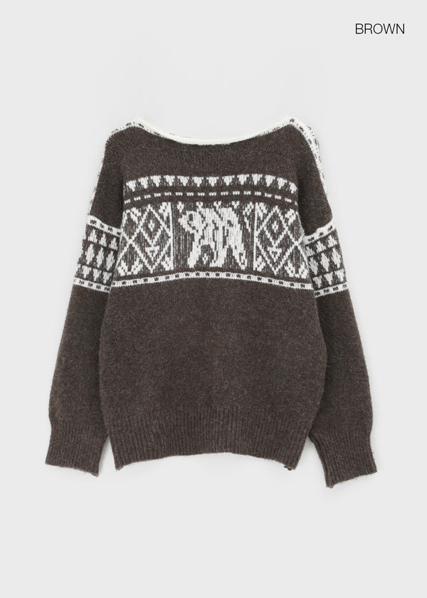 Kracha Nordic Boat-Neck Wool Knit